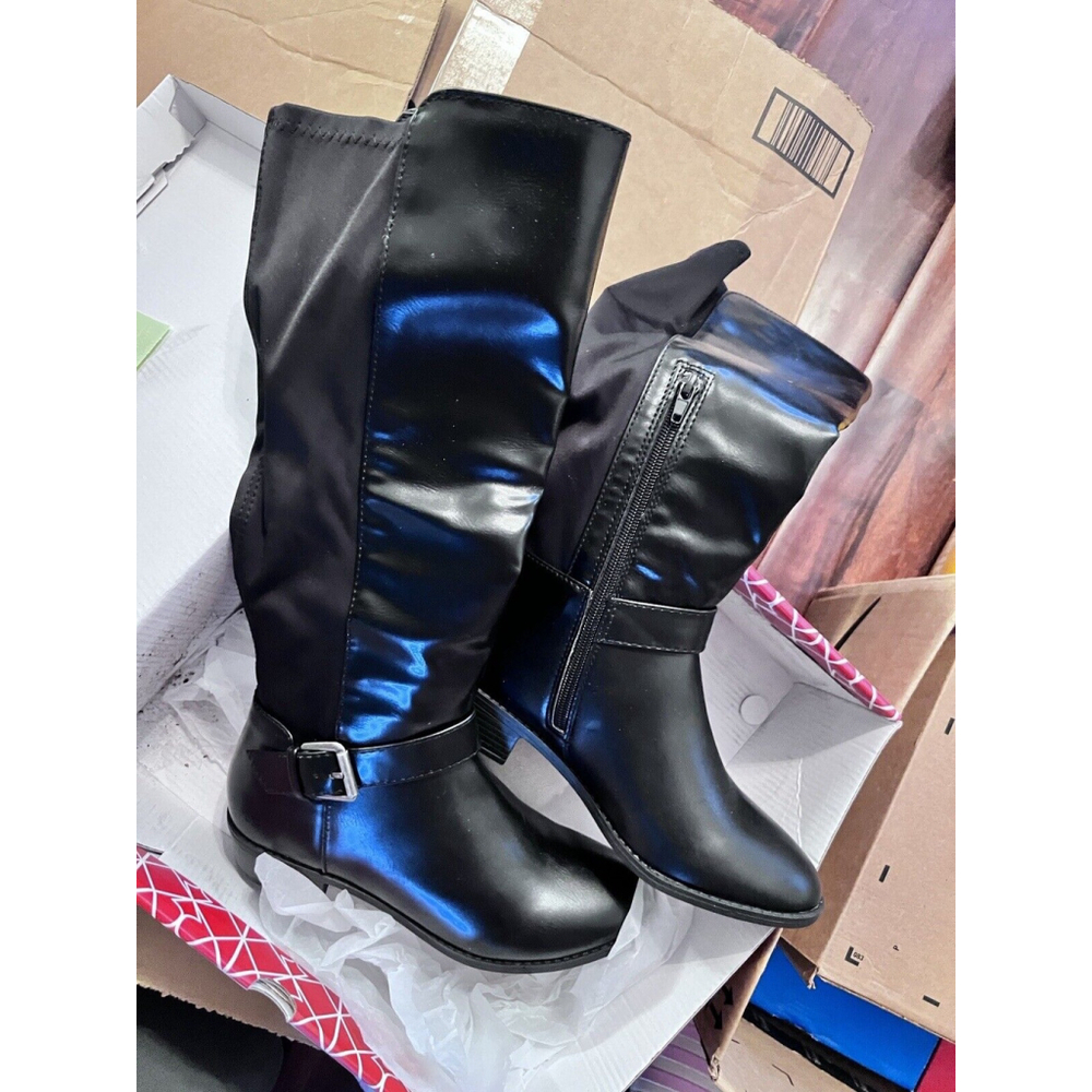 Rampage Womens Imaginer Size 6.5 Black 2" Heeled Tall Riding Boots - Picture 3 of 6